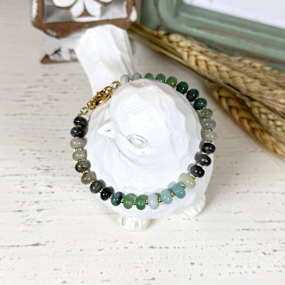 Green Gradient Gemstone Bead Bracelet
